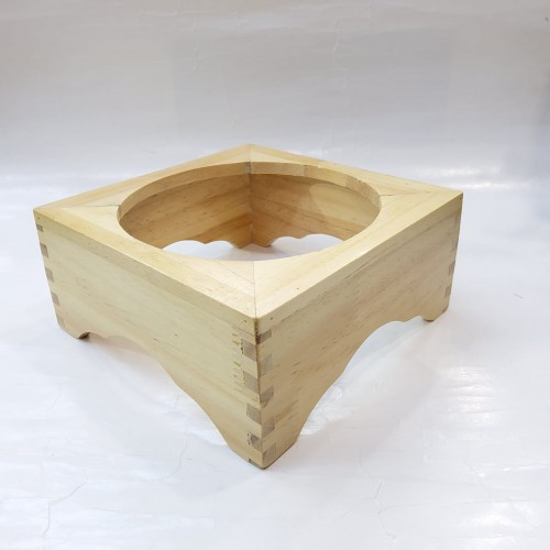 #6MFJ2075; Wooden stone bowl stand 20x7.5cm