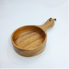 #AC15255; Acacia wood bowl w handle 15cm..