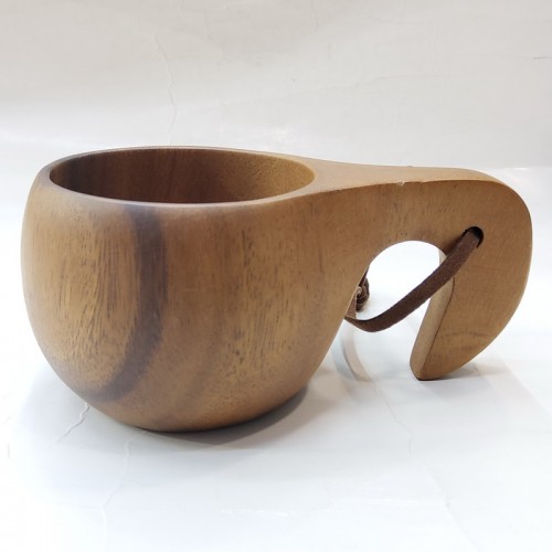 #AC1585-A; Acacia wood cup 150ml #A/L handle