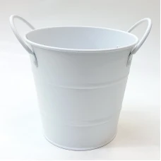 #B010A-WT; Metal bucket 11.5cm white..