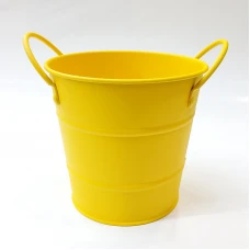 #B010A-Y; Metal bucket round 11.5cm Yell..