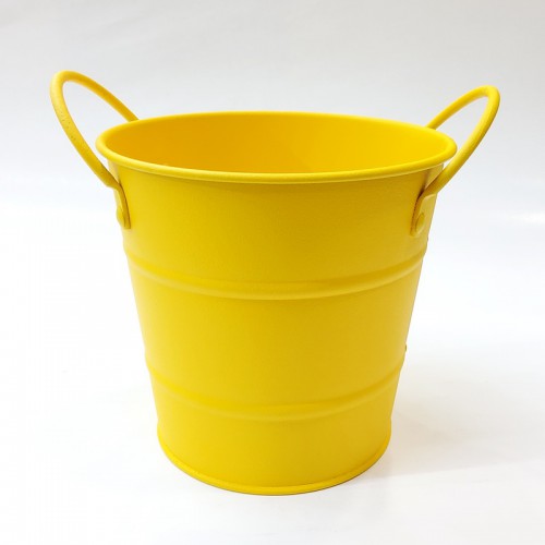 #B010A-Y; Metal bucket round 11.5cm Yellow