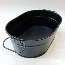 #B178-BK; Metal bucket oval 22.5cm black..