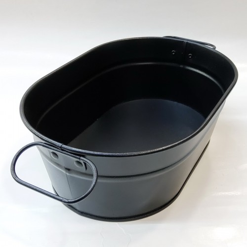 #B178-BK; Metal bucket oval 22.5cm black