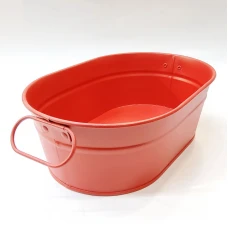 #B178-R; Metal bucket oval 22.5cm Red..