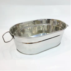 #B178-SS; Metal bucket oval 22.5cm Silve..