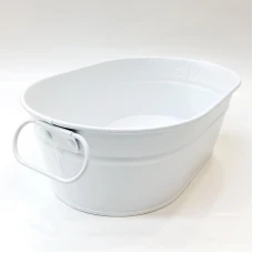 #B178-WT; Metal bucket oval 22.5cm white..