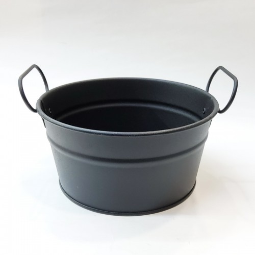 #B232-BK; Metal bucket round 15cm black