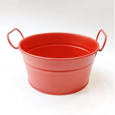 #B232-R; Metal bucket round 15cm Red..