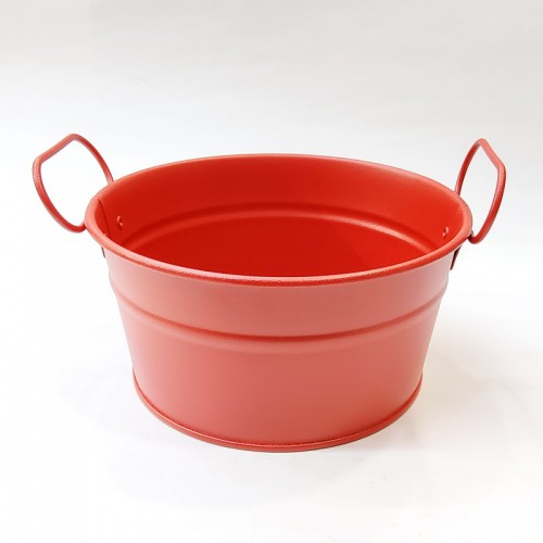 #B232-R; Metal bucket round 15cm Red