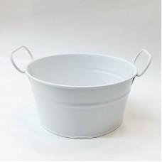 #B232-WT; Metal bucket round 15cm White..