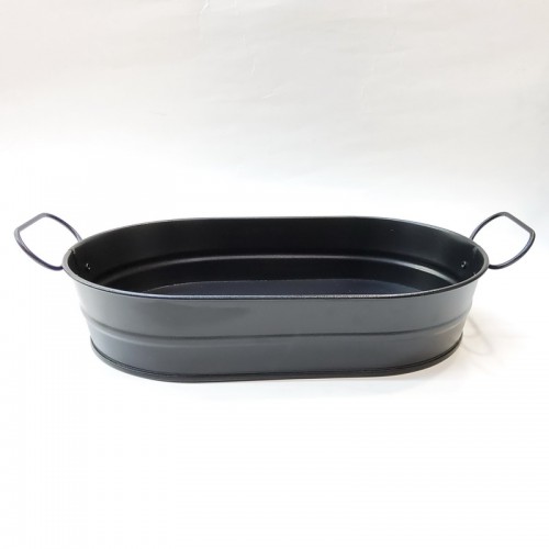 #B267-BK; Metal bucket 24x15x5cm oval Black