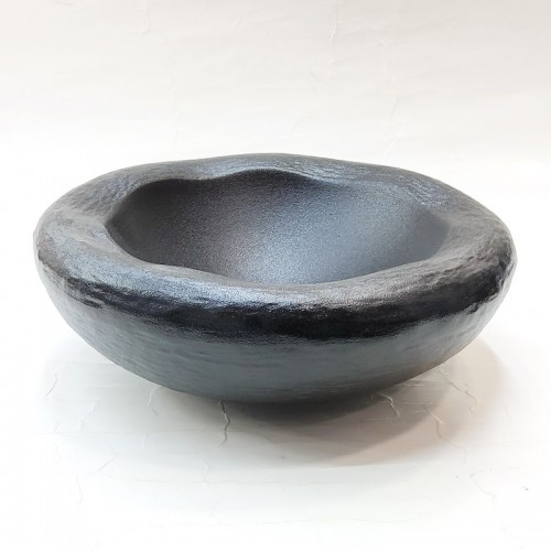 #BS1805-BK; Ceramic rock bowl 8" #BK