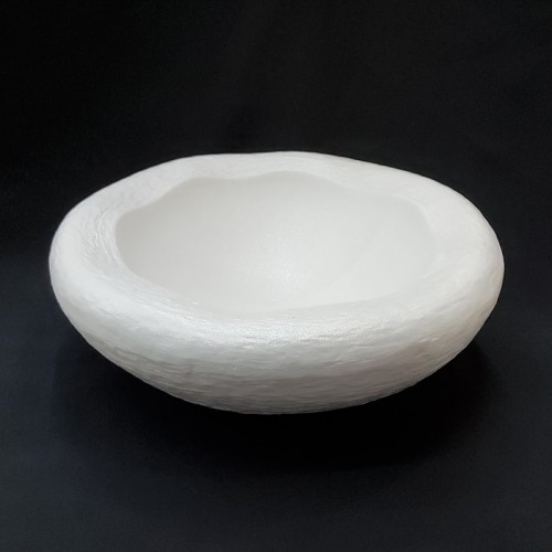 #BS1805-WT; Ceramic rock bowl 8" #WT 