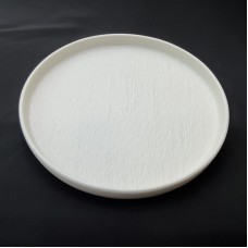 #BS5057-WT; Ceramic flat round plate 23c..