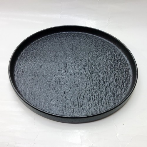 #BS5064-BK; Ceramic flat round plate 27cm