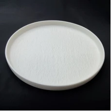 #BS5064-WT; Ceramic flat round plate 27c..