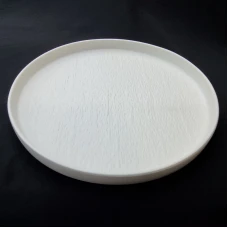 #BS5071-WT; Ceramic flat round plate 30c..