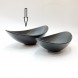 #BS5293-BK; Ceramic moon shape bowl 25.5cm