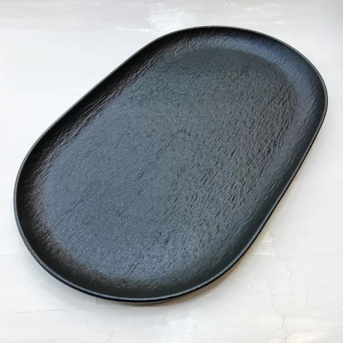 #BS8881-BK; Ceramic Platter 38.5x23.5cm - BK