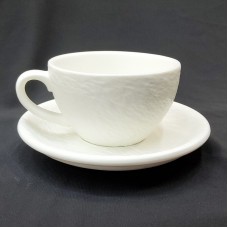 #BSEG200-WT; Ceramic coffee cup + saucer..