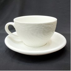 #BSEG250-WT; Ceramic coffee cup + saucer..