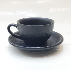 #BSEG90-BK; Ceramic coffee cup + saucer ..