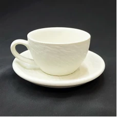 #BSEG90-WT; Ceramic coffee cup + saucer ..