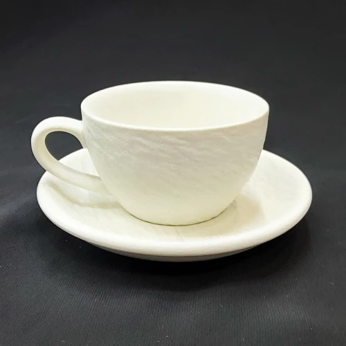 #BSEG90-WT; Ceramic coffee cup + saucer 90ml #WT