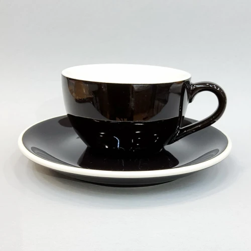 #EG150-BK; Coffee cup + saucer 150ml #E /BK