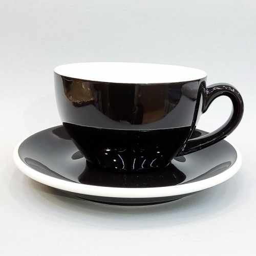 #EG220-BK; Coffee cup + saucer 220ml #E /BK