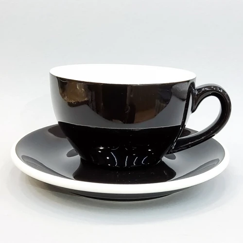 #EG300-BK; Coffee cup + saucer 300ml #E /BK