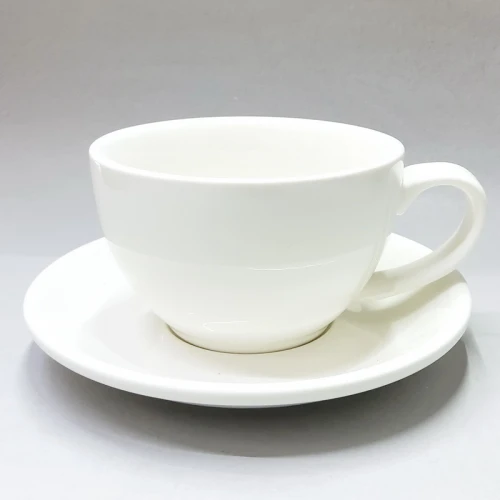 #EG300-WT; Coffee cup + saucer 300ml #E /WT 