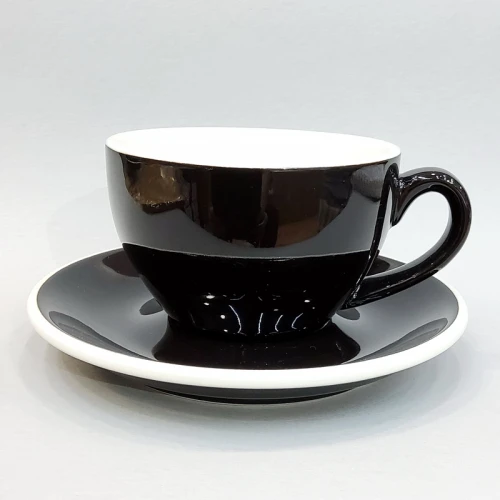 #EG350-BK; Coffee cup + saucer 350ml #E /BK