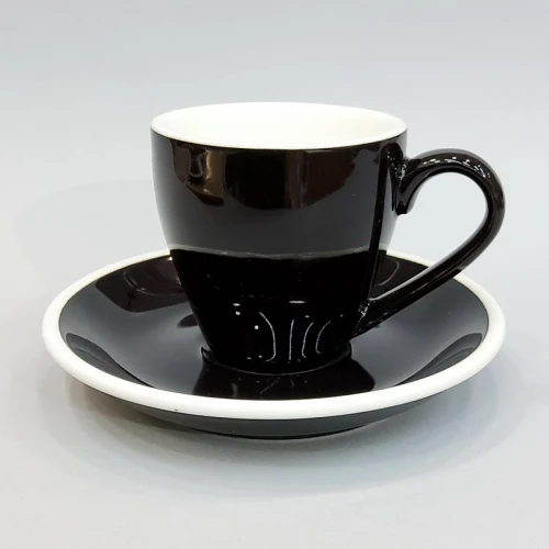 #EG80-BK; Coffee cup + saucer 80ml #E /BK