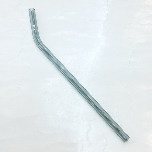 #GWXG8-GY;  Glass straw bent 19.5cm GY