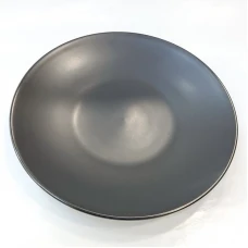 #HN0528-BK;  Ceramic rd. plate 21cm blac..