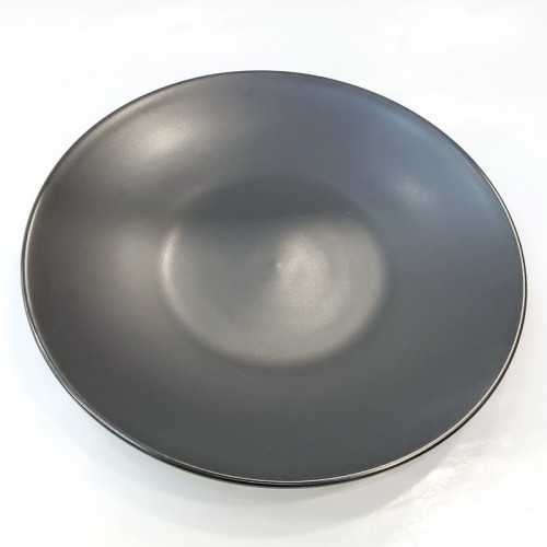 #HN0528-BK;  Ceramic rd. plate 21cm black