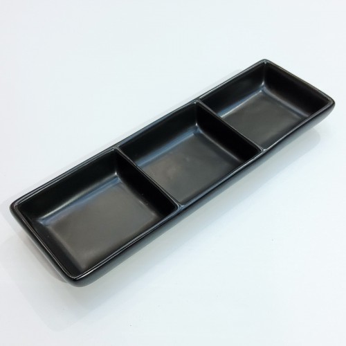 #HN0665-BK;  Ceramic sauce dish 1x3 black