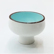 #HN0696-BW; Ceramic dessert bowl w. stan..