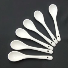 #KFS2; Ceramic coffee spoon small white..