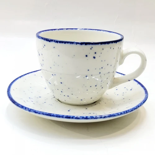 #KHE250-P; Ceramic coffee cup + saucer 250ml #KHP