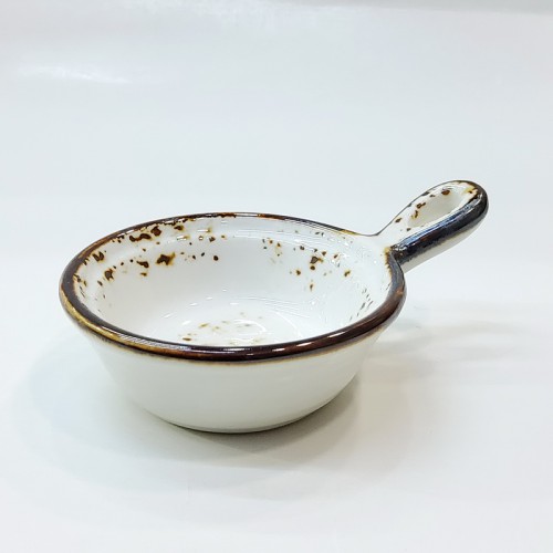 #KK1042-WT; Ceramic sauce dish w/handle