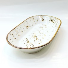 #KK1097-WT; Ceramic oval deep plate 7.25..