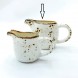 #KK1210-WT; Ceramic cream pot w. handle  4"