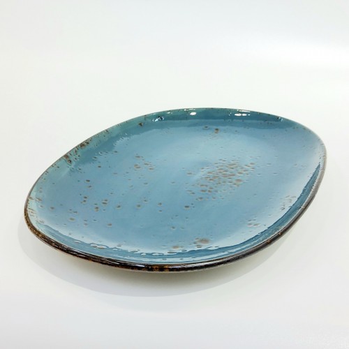 #KK1265-BL;  Ceramic oval plate 29x20cm