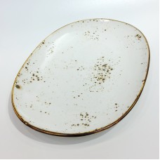 #KK1265-WT;  Ceramic oval plate 29x20cm..