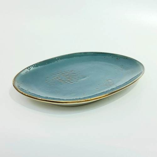 #KK1272-BL;  Ceramic oval pate 23x16.5cm