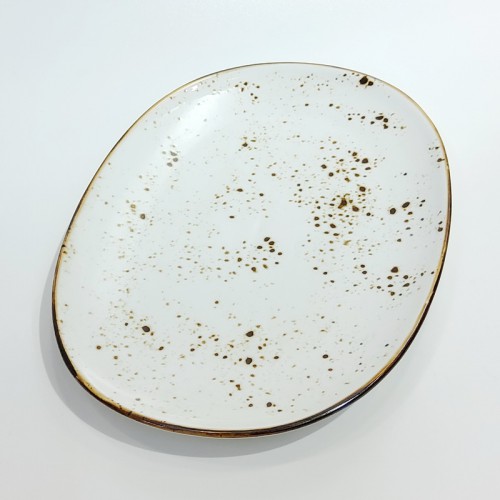 #KK1272-WT;  Ceramic oval pate 23x16.5cm