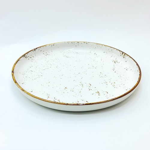 #KK1302-WT;Ceramic  round plate 10.75"